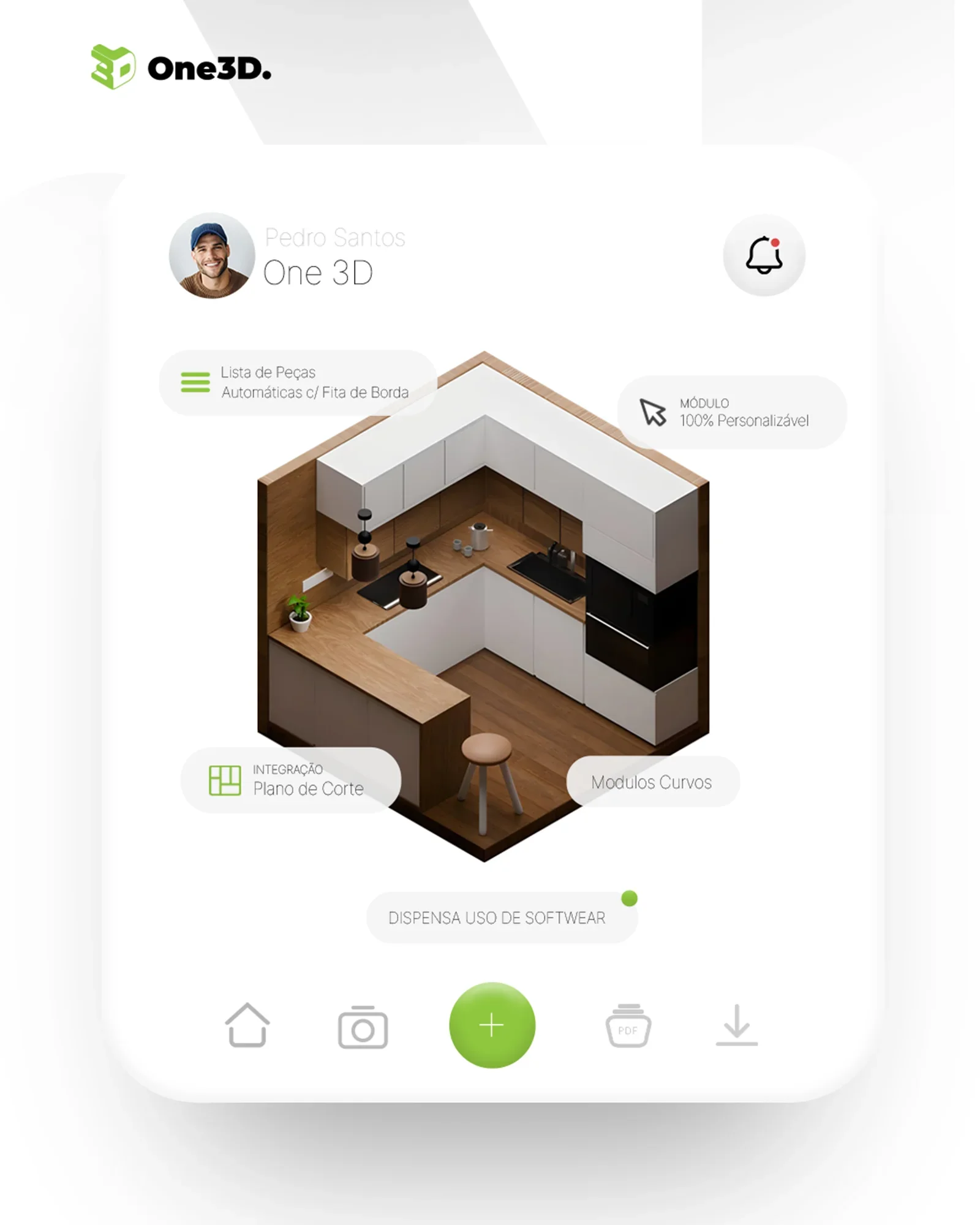 Mockup do app One3D