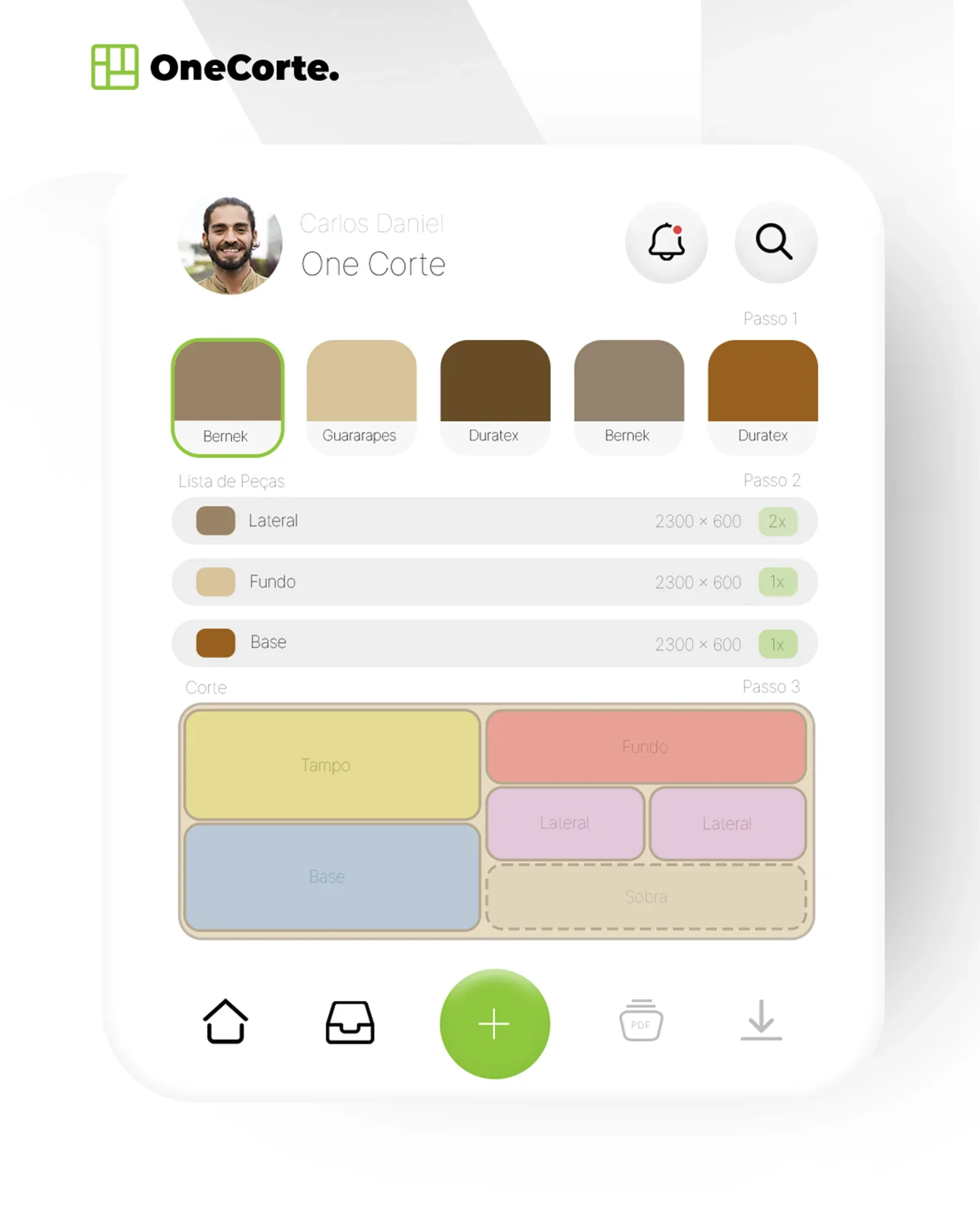 Mockup do app OneCorte
