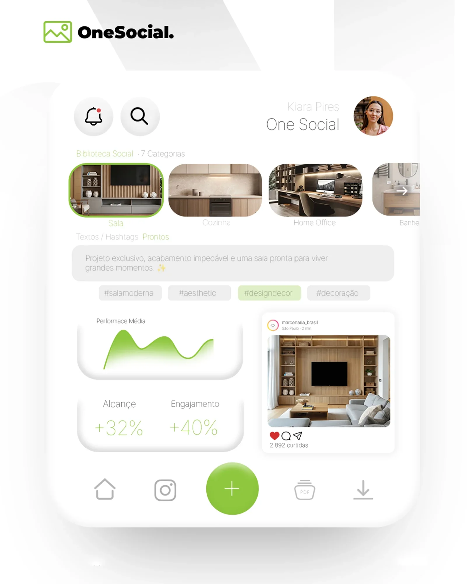 Mockup do app OneSocial